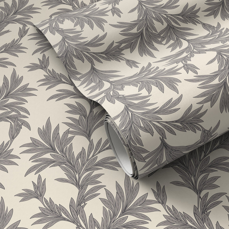 Lush Leaves Floral Wallpaper Roll, W12" x H8", Lush Leaves Black II