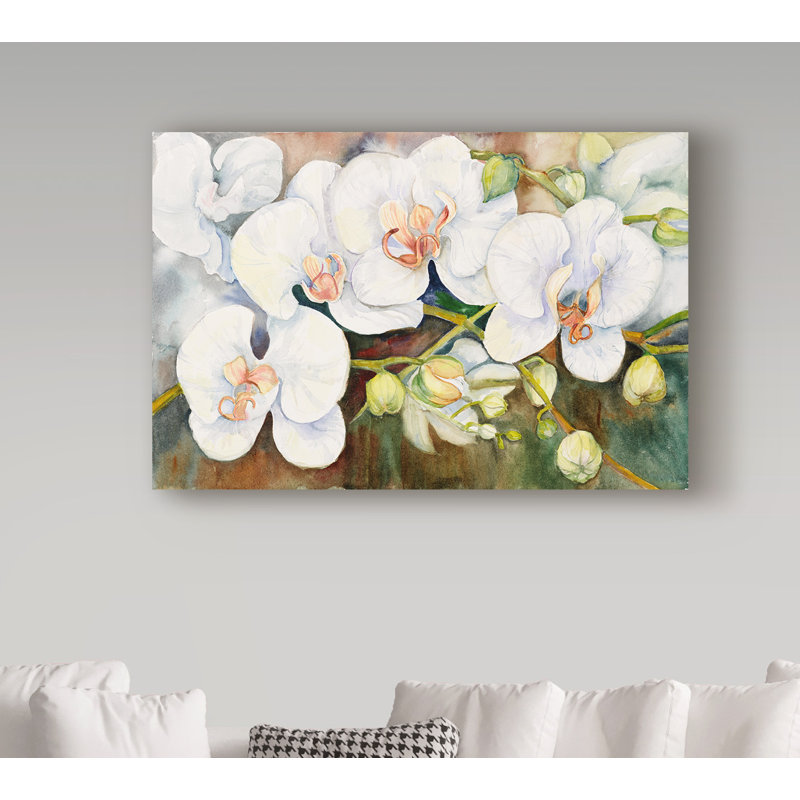 White and Brown Floral Landscape Canvas Art
