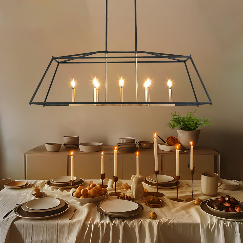 Luminaire suspendu de style lanterne linéaire à 8 lumières surdimensionné à 8 lumières 47 po