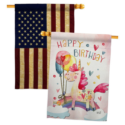 Double Sided 40'' H x 28'' W Polyester Birthday House Flag