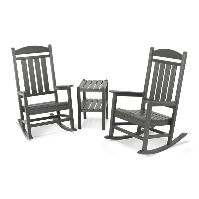 POLYWOOD Presidential Rocker 3-Piece Set, Slate Gray