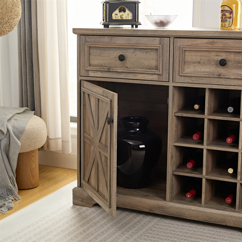 Versatile Farmhouse Buffet Cabinet with Multiple Storage Options, Grey Wash