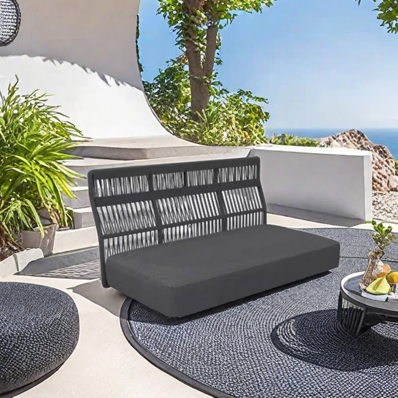 Causeuse d'extérieur en osier avec coussins Sunbrella® 51,18 po Breylee