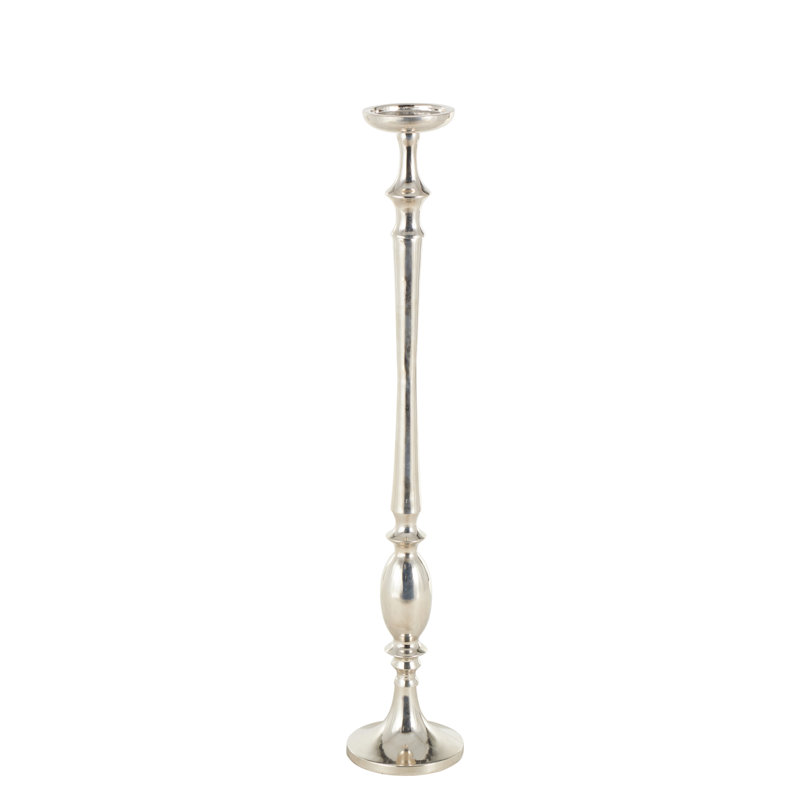 Cole And Grey Aluminum Metal Floor Silver Decorative Candle Holder, H 38,2 po x l 7 po x P 7 po