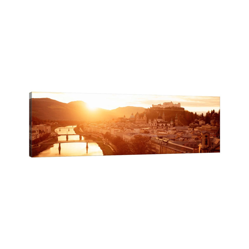 Austria, Salzburg, Salzach River - Wrapped Canvas Panoramic Print, 182.88 cm H x 60.96 cm W