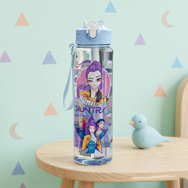 Bouteille d'eau mauve en plastique Kpop Demon Hunters, 9,8 x 2,6 pouces Kpop Demon Hunters Merch Birthday Party Decorations