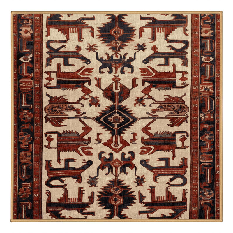 Machine Washable Persian Brown Area Rug, Square 7'