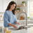Modern high-arc pull-down kitchen faucet, single-handle countertop-mounted kitchen faucet with a dual-spray head, suitable for home kitchen sinks.-122556123