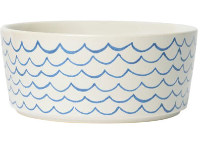 Sketched Wave Ceramic Dog Bowl