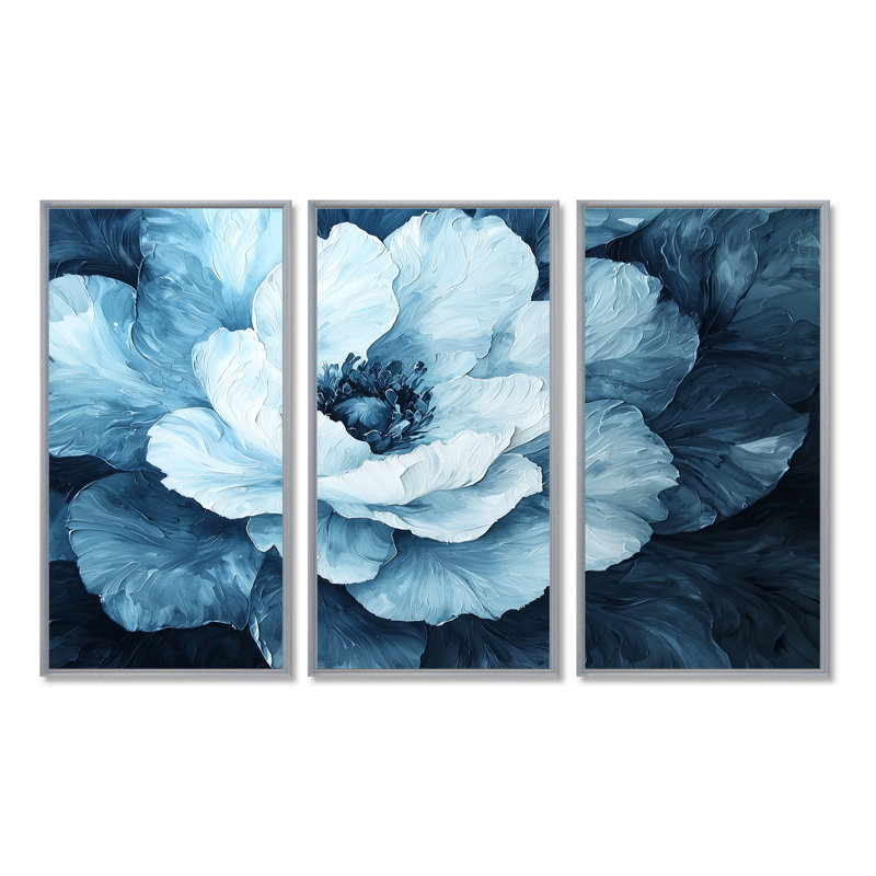 Adalyne - ensemble d'art mural pivoine, H 40 po x l 60 po, Reproduction avec cadre flottant, Argent argent