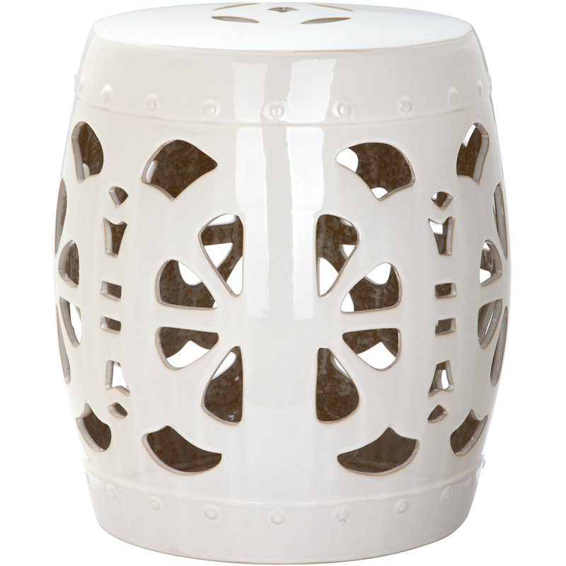 Ceramic Accent Stool, Cream