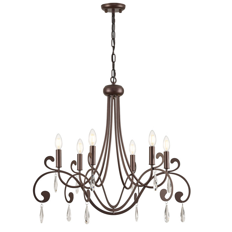 6-Light Dimmable Steel Candle Style Chandelier