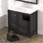Meuble-lavabo 35,5 po, finition noire, lavabo en résine, 3 tiroirs, portes à fermeture douce, armoire à fermeture en douceur Water-American Design, conception Splash, fabrication en contreplaqué