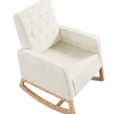 Chaise berçante rectangulaire de couleur beige et crème