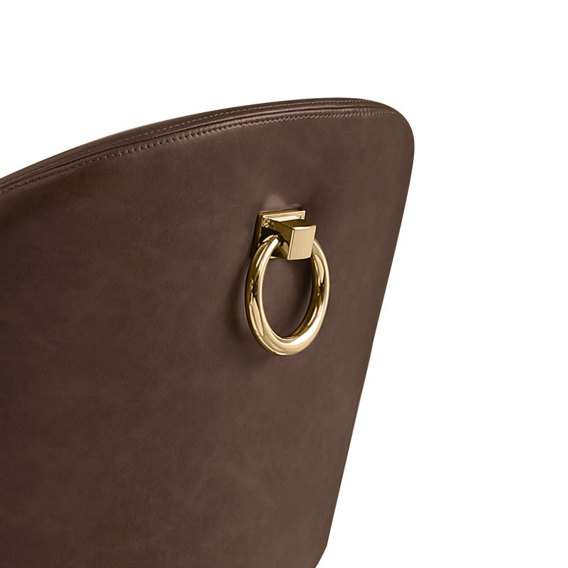 Leathaire Side Chairs With Gold Chrome Base, Espresso