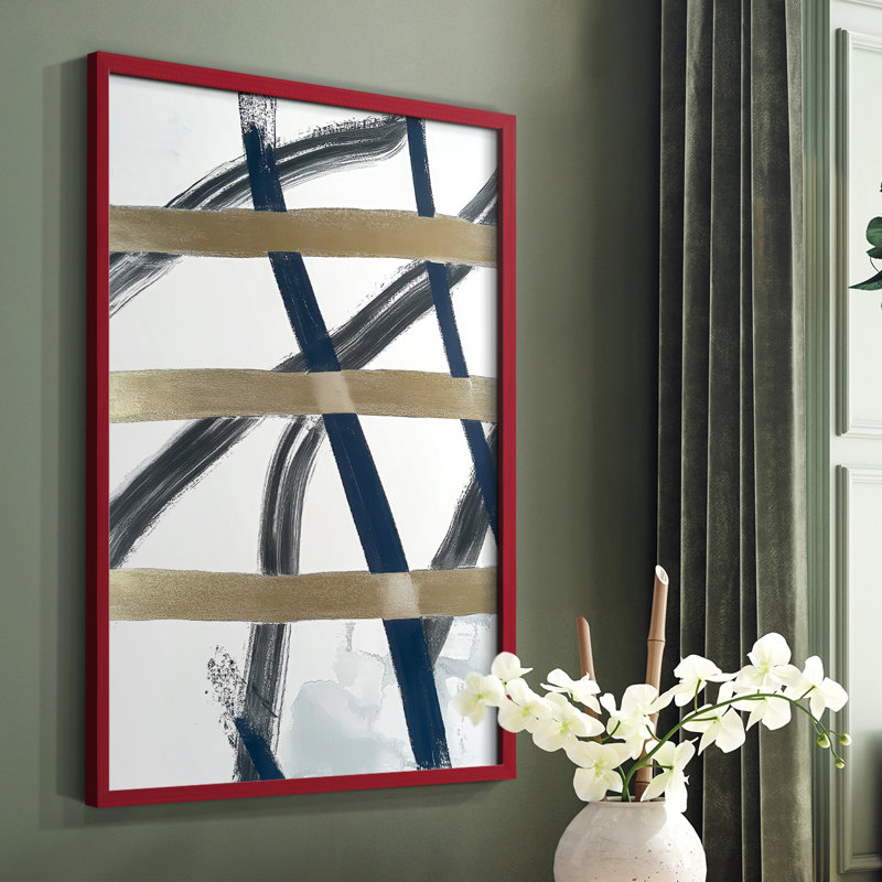 Reproduction encadrée abstraite L III - prête à être suspendue - fabriquée aux États-Unis, H 10 po x l 8 po, Rouge