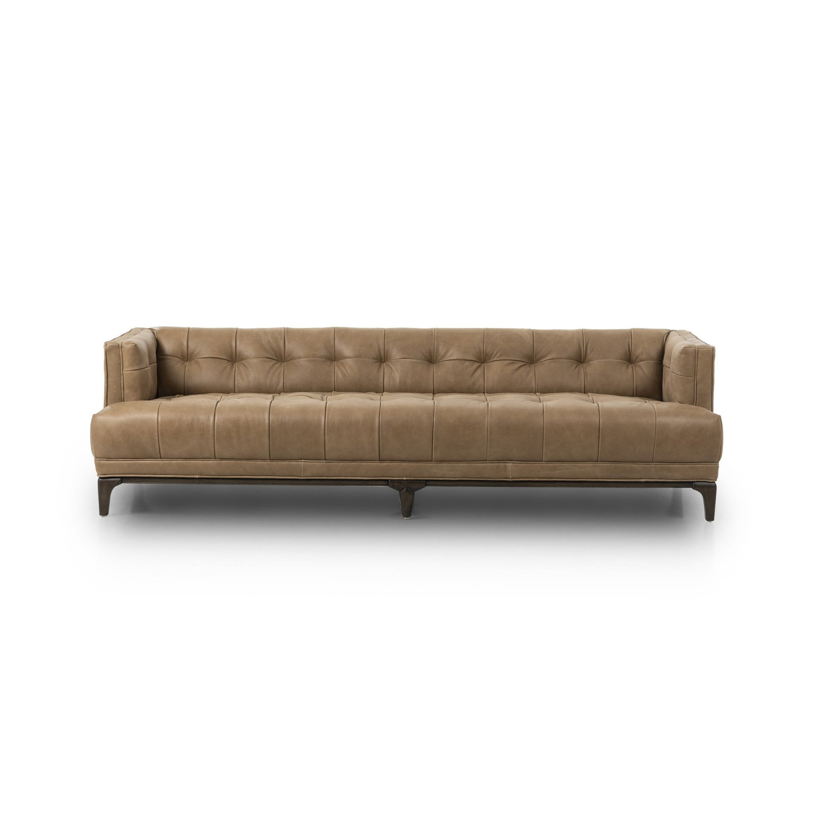 Bari 91'' Tufted Tuxedo Sofa, Palermo Drift Top Grain Leather, Sienna Brown