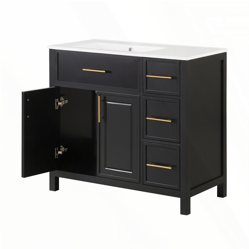 36" Bathroom Vanity with Sink Top, Black