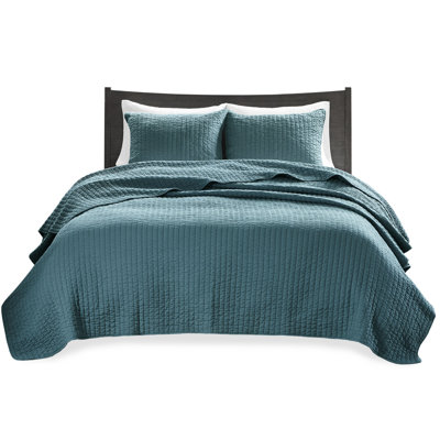 3 Piece King/ King Teal Quilt - Reversible, Microfiber With Cotton Fill Bedding Reversible Microfiber, Filled Amazing