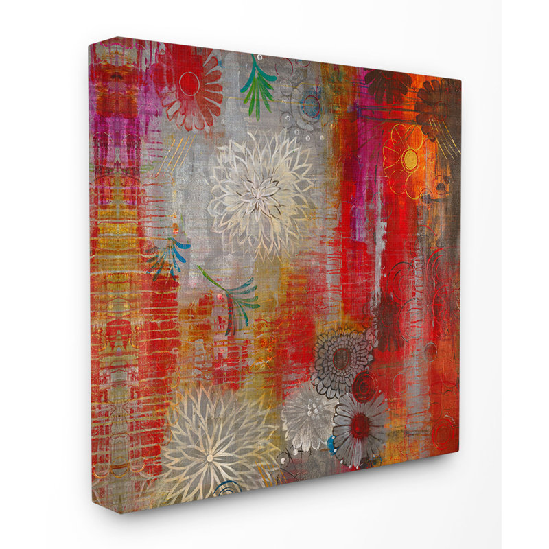 «Colorfield Daisies Warm Colors», impression, H 17 po x l 17 po x P 1,5 po, Toile tendue