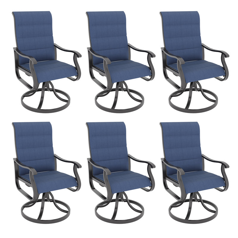 Ensemble de 6 chaises de patio Derrald, Bleu