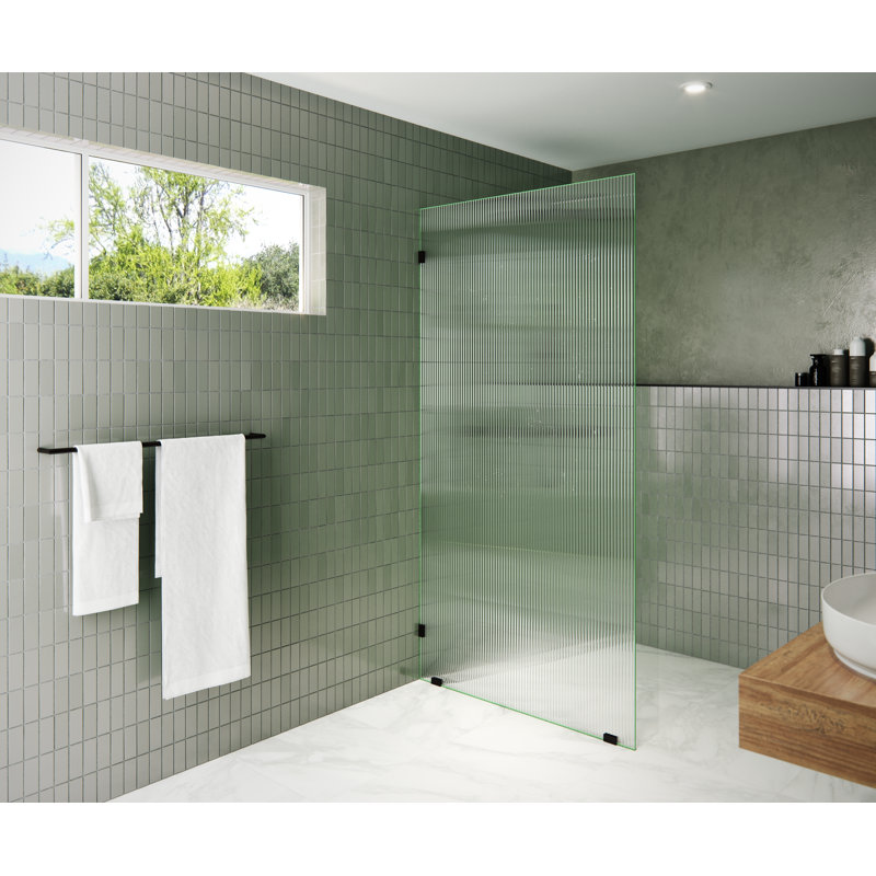 Gaia 38 in. x 78 in. Frameless Fluted Single Fixed Shower Panel, Oil Rubbed Bronze
