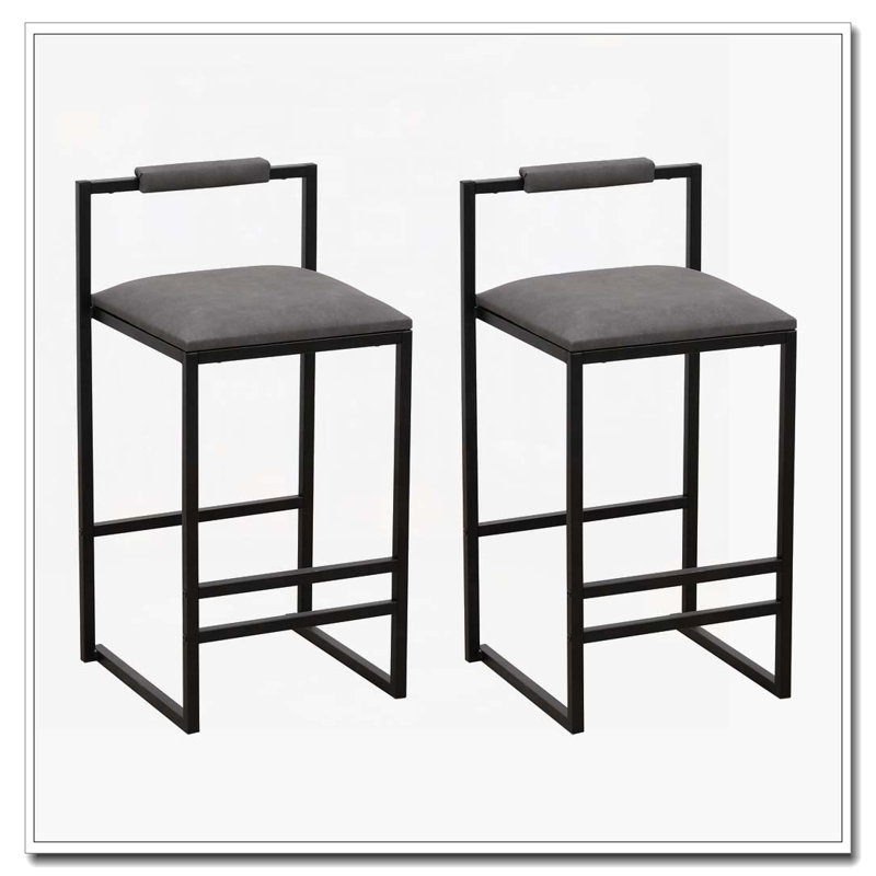Tabouret de bar rembourré en similicuir, Noir