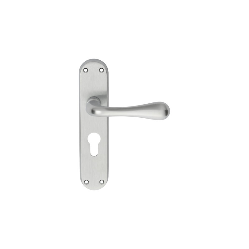 Astro Lock Door Handle, Satin Chrome