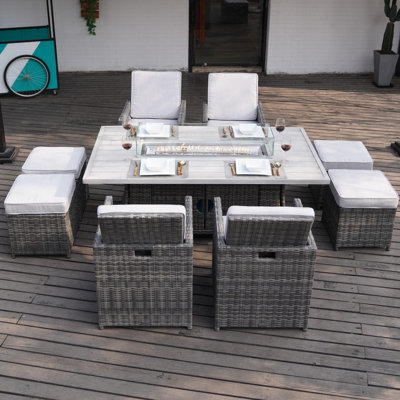 Bentlei Rectangular 8 - Person 70.87" Long Dining Set with Cushions