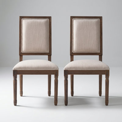 Set of 2 Vintage-Inspired Dining Chairs with Cane Backrest and Upholstered Seats