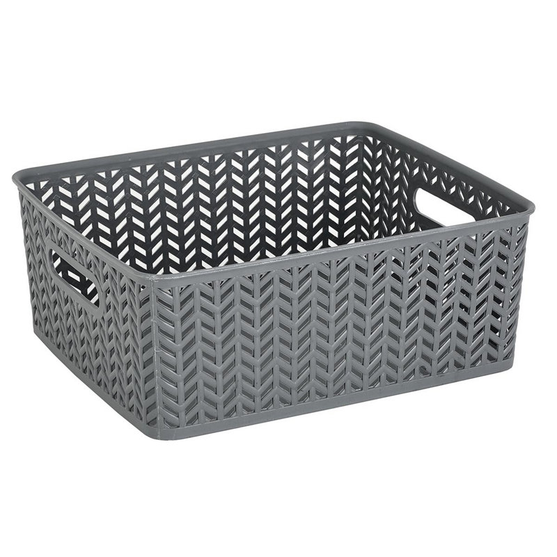 Panier en plastique, H 4 po x l 10 po x P 8 po, Gris