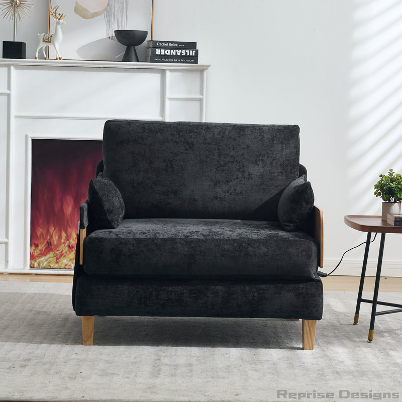 Canapé inclinable convertible 3-en-1 avec coussins, Noir