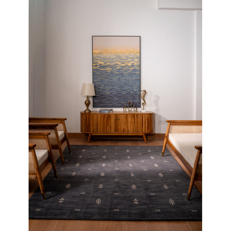Anley Hand Knotted Loom Wool Eco-Friendly Area Rugs - Rectangle, Charcoal White Color, Contemporary Modern Design, High Pile Thick Handmade Anti Skid Area Rugs for Living Room, Bed Room