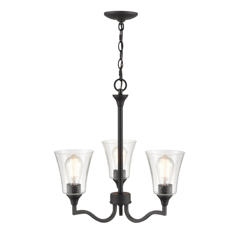 Lustre traditionnel unique à 3 lumières Caily, Noir mat