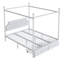 Grand lit plateforme tapissier avec tête de lit et 2 tiroirs de rangement, blanc, conception peu encombrante