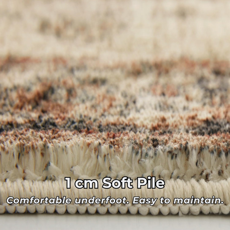 Soft Cashmere Feel Area Rug – Non Slip Low Pile Living Room & Bedroom Carpet, Machine Washable, Rectangle 120 x 170 cm