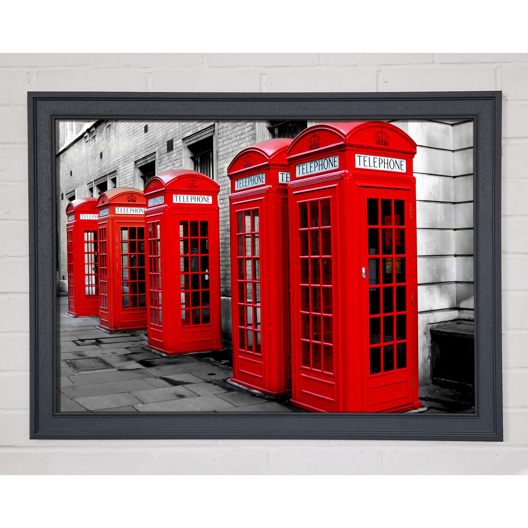 Gerahmtes Leinwandbild London Red Telephone Boxes