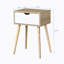 Table de bout blanche avec 1 tiroir et armoire de rangement Mid-Century