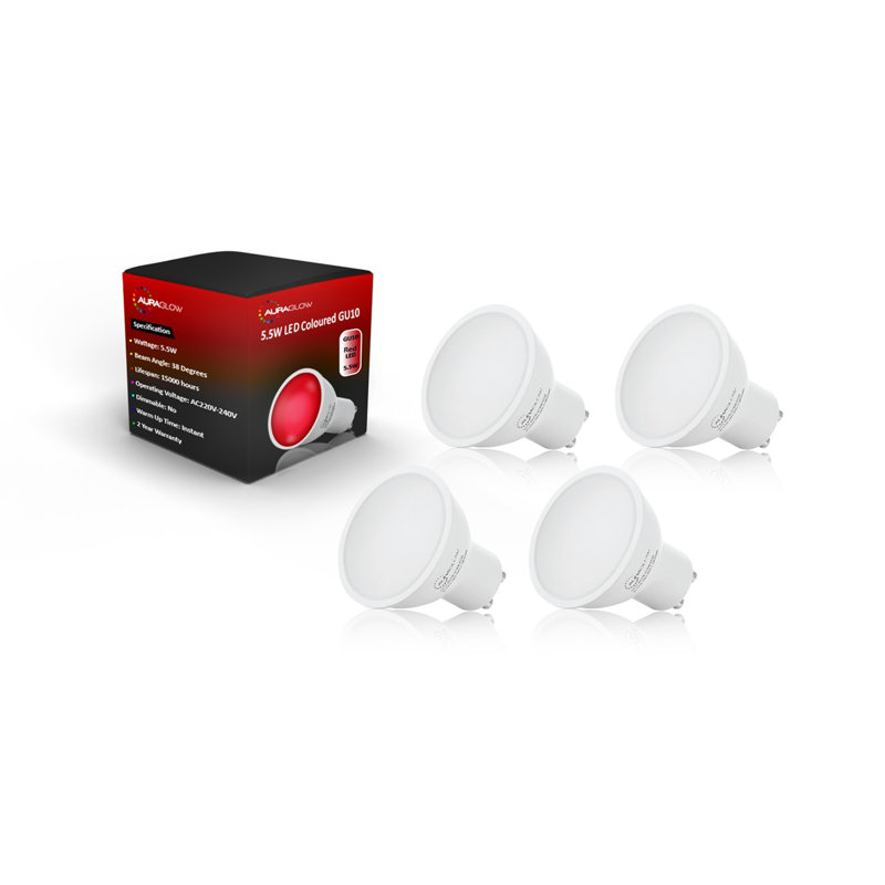 5W GU10 LED Spotlight Light Bulb (Set of 8), Red