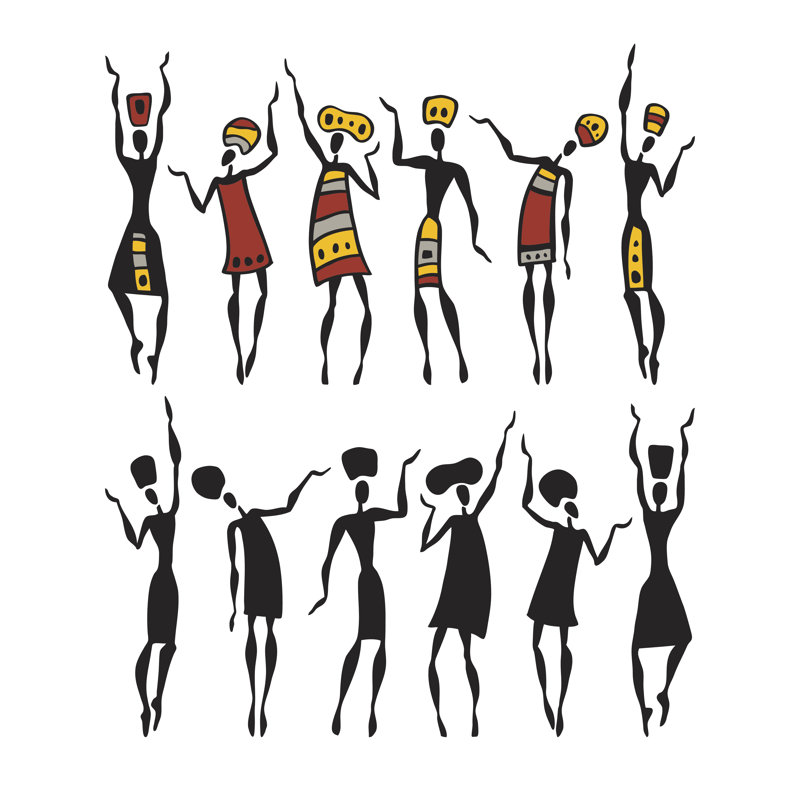 African Silhouette Set - Wrapped Canvas Print, 76cm H x 76cm W x 3.8cm D