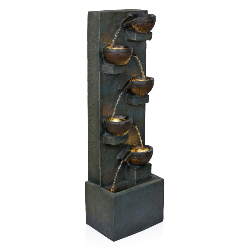 Fontaine de sol 39 "à 6 niveaux avec 39 lumières DEL chaudes