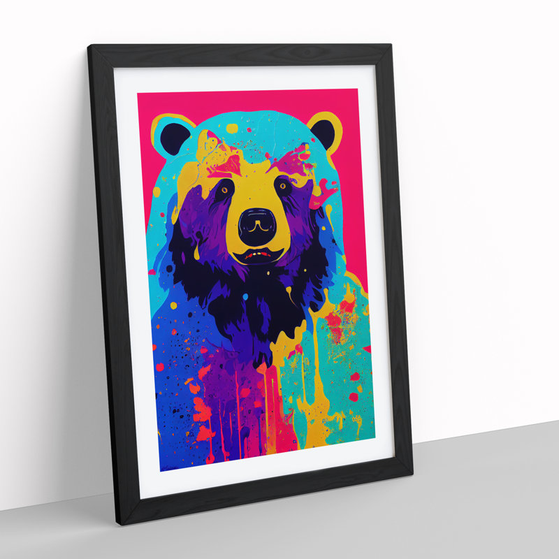 A Bear No.7 Abstract - Single Picture Frame Painting, Black, 64cm H x 46cm W x 2cm D