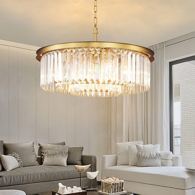 Lustre en cristal moderne avec verre K9 - luminaire suspendu 8 niveaux à 3 niveaux pour plafond de salle à manger
