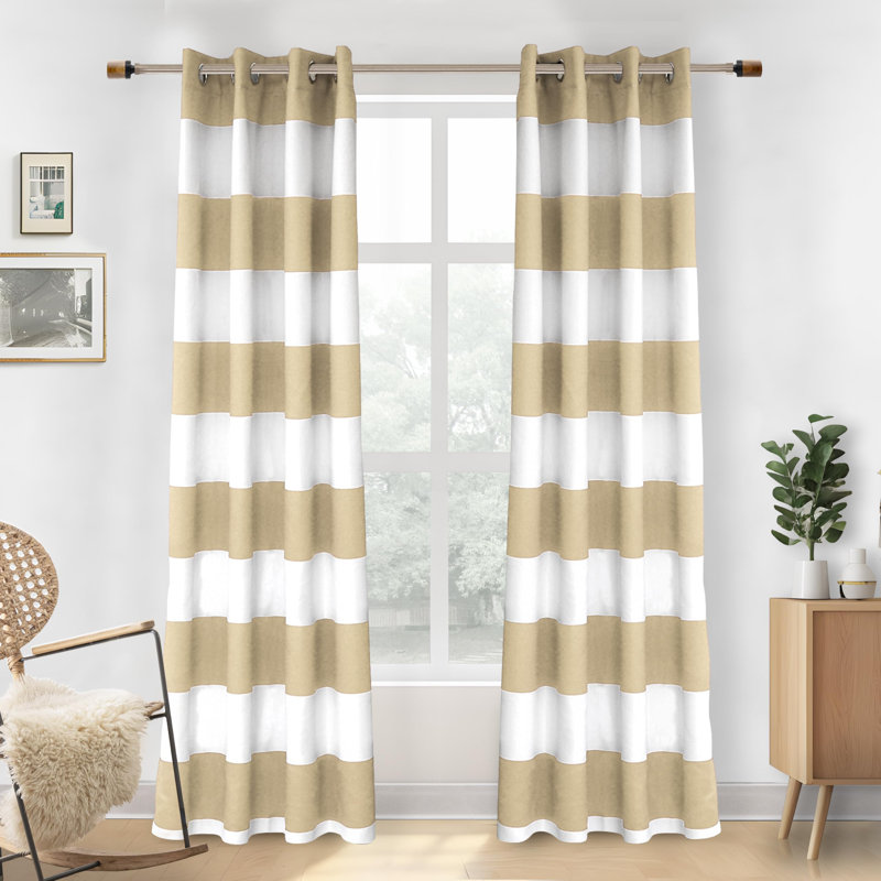 Eastcote Striped Room Darkening Grommet Curtains, Navy, 50" W x 84" L