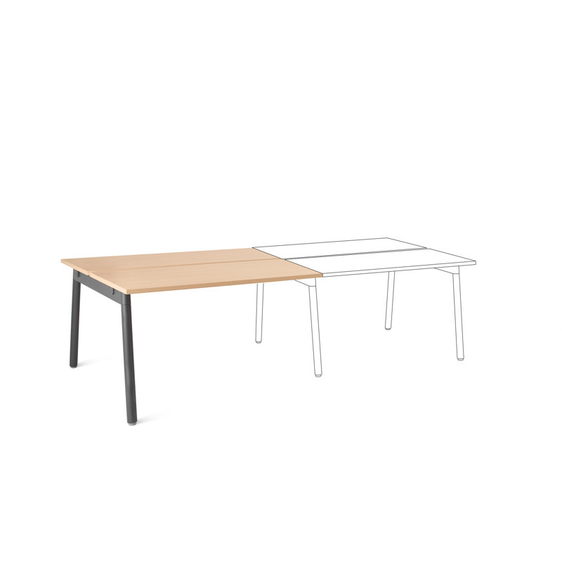 Bureau double Series A, 47 po, gris anthracite + chêne naturel, H 29 po x L 47 po x l 56 po, Chêne naturel