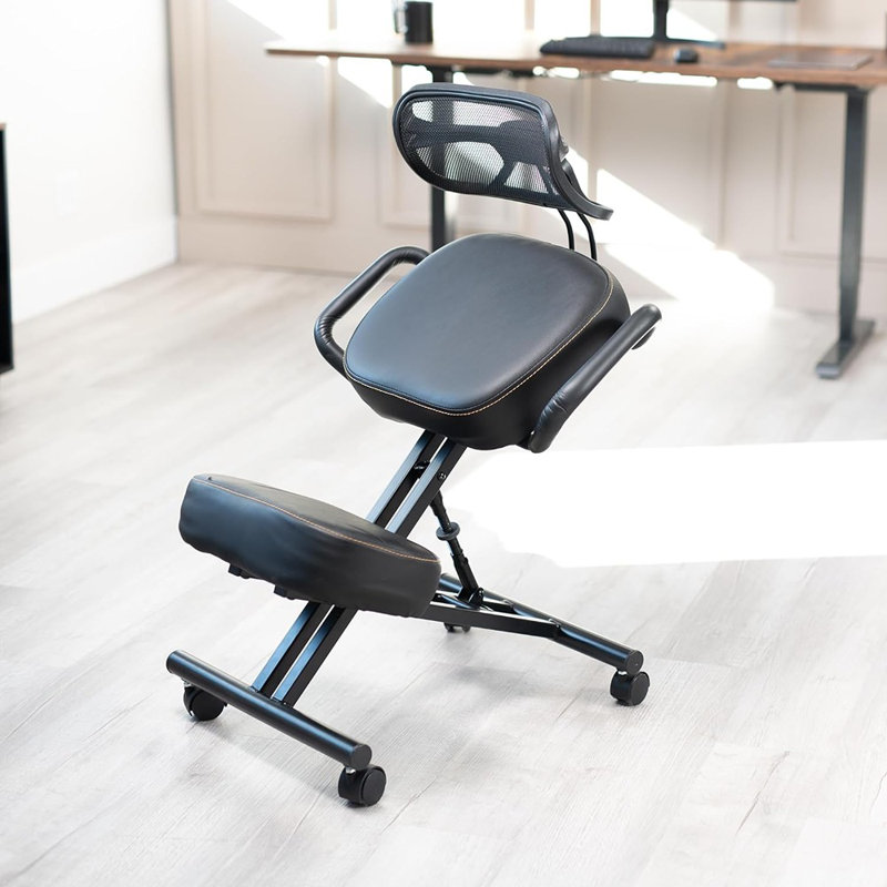 Chaise à genoux avec dossier, Noir
