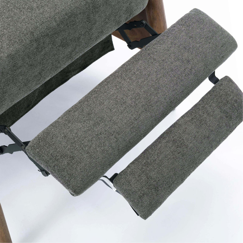 Saugus Wood Arm Push Back Recliner, Charcoal