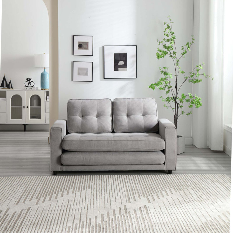 Ilionora 55'' Velvet Sofa, Light Gray