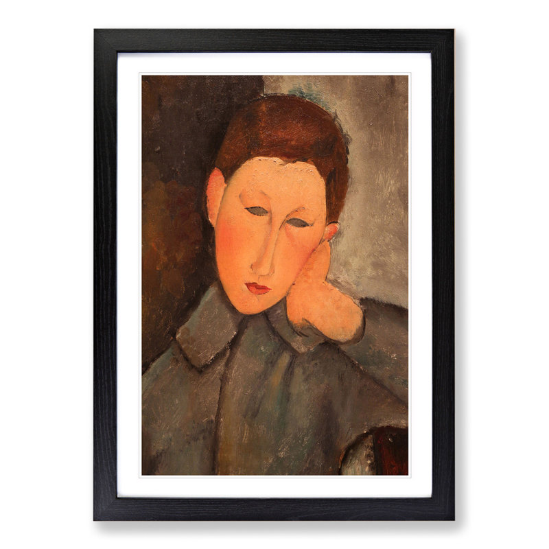 Boy by Amedeo Modigliani - Picture Frame Painting, 65cm H x 48cm W x 2cm D, Black