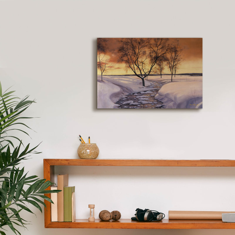 Art mural sur toile, "Amber Ice" par Diane Romanello, H 12 po x l 18 po x P 0,75 po